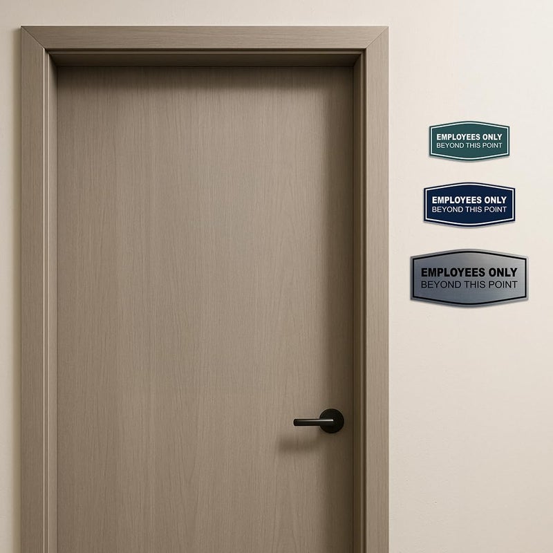 All Quality Fancy Employees Only Beyond This Point Wall or Door Sign - Easy to Install | (Black) - Large 1 Pack - Image 1